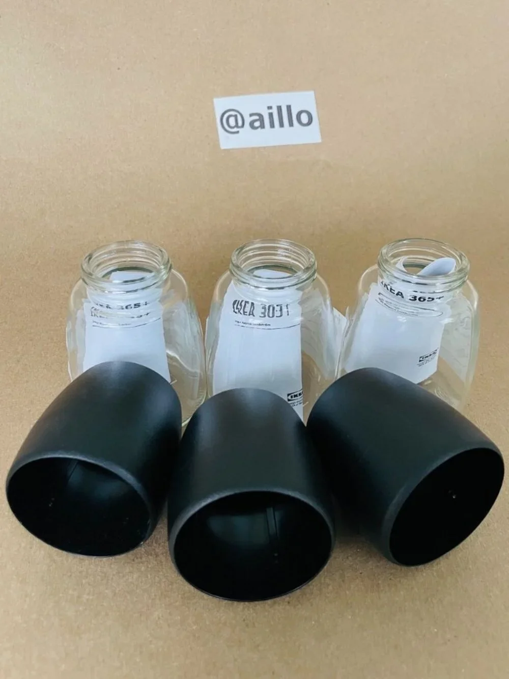 IKEA 365+ IHARDIG Glass jars, clear black
